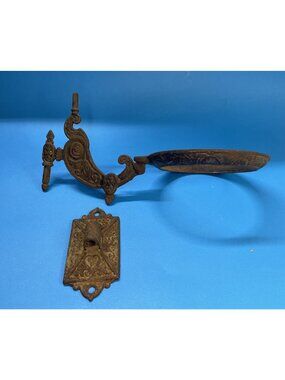 Antique Victorian Oil Camp Holder Wall Bracket Cast Iron Kerosene Steam Punk
